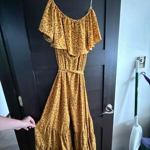 Floral Off-Shoulder Yellow Maxi Dress